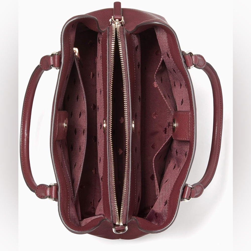 Kate Spade Jackson Pebble Leather Med. Triple Compartment Satchel Cherrywood Red - Picture 8 of 9